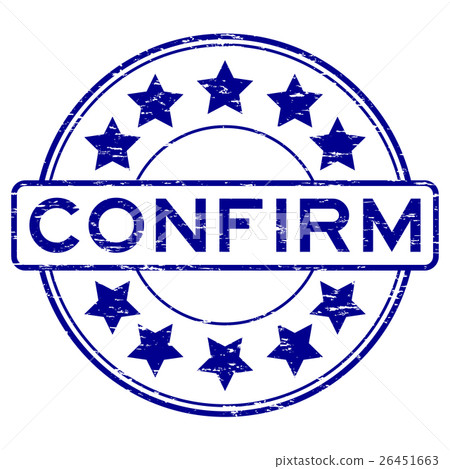 Grunge blue round confirm with star rubber stamp Grunge blue round confirm with star rubber stamp 26451663