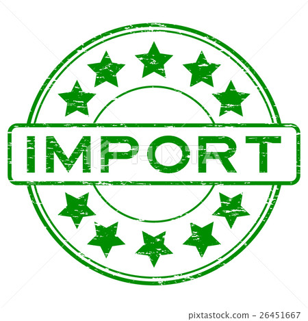 Grunge green import rubber stamp 26451667