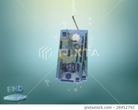 brunei dollars money paper on fish hook brunei dollars money paper on fish hook 26452792