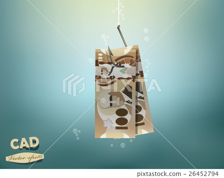 canadian dollar money paper on fish hook 26452794