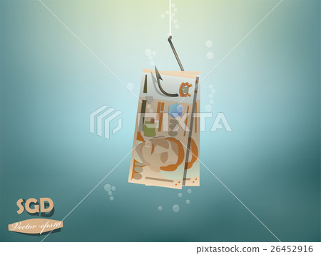 singapore dollars money paper on fish hook 26452916