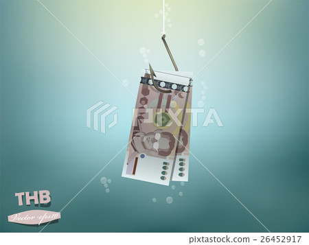 thai baht money paper on fish hook 26452917
