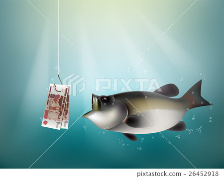 russia ruble money paper on fish hook 26452918