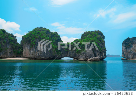 Scenic landscape, rock island, Halong Bay, Vietnam 26453658