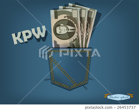 north korean won in the pocket of blue jeans 26453737