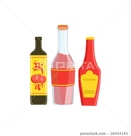 Set Of Three Industrial Sauces In Plastic Bottles Set Of Three Industrial Sauces In Plastic Bottles 26454143