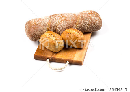 Various of bread on cutting board Various of bread on cutting board 26454845