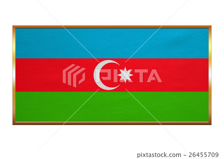 Flag of Azerbaijan , golden frame, fabric texture Flag of Azerbaijan , golden frame, fabric texture 26455709
