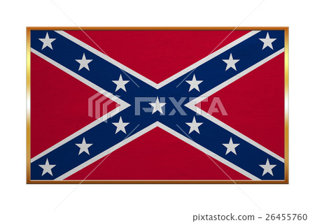 Confederate rebel flag, golden frame, textured 26455760