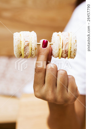 Weight control concept-Hand lifting mini sandwich Weight control concept-Hand lifting mini sandwich 26457790
