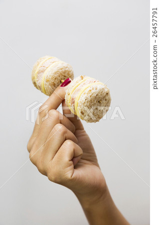 Weight control concept-Hand lifting mini sandwich Weight control concept-Hand lifting mini sandwich 26457791