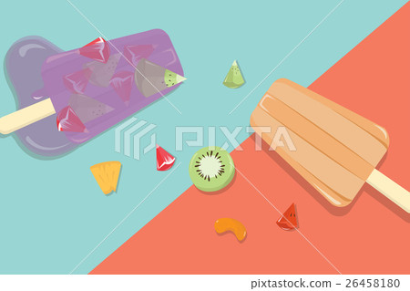 Homemade fruit popsicles with vintage background Homemade fruit popsicles with vintage background 26458180