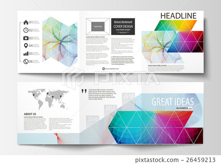 Stock Illustration: Set of business templates for tri fold square