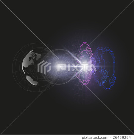 Dotted world globe, connecting lines, abstract 26459294