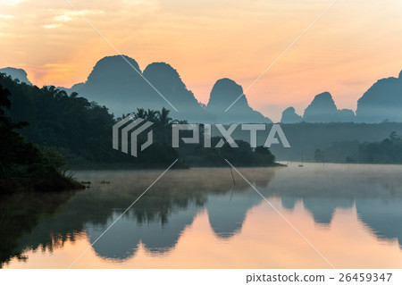 Sunrise and reflections at Nongtalay lagoon 26459347