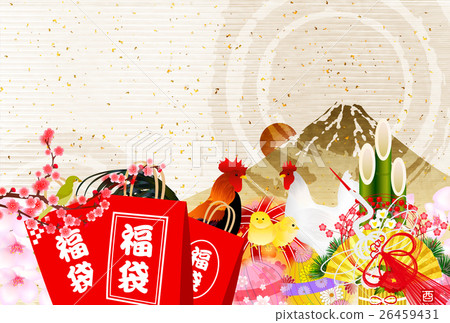 Rooster Chicken New Year's card background 26459431