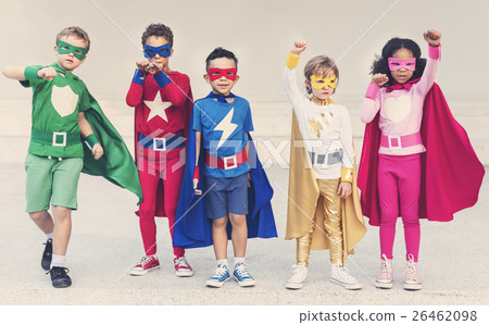 Superheroes Cheerful Kids Expressing Positivity Concept Superheroes Cheerful Kids Expressing Positivity Concept 26462098