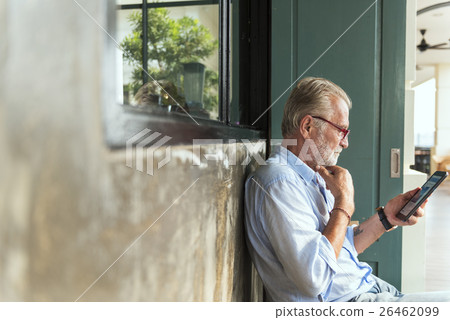 Senior Man Digital Tablet Connection Technology Concept 26462099
