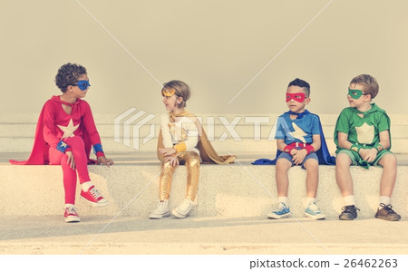 Superheroes Cheerful Kids Expressing Positivity Concept 26462263