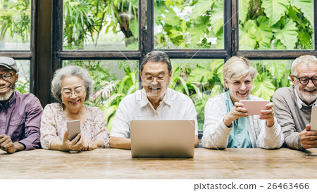 Group Of Senior Retirement Using Digital Lifestyle Concept Group Of Senior Retirement Using Digital Lifestyle Concept 26463466