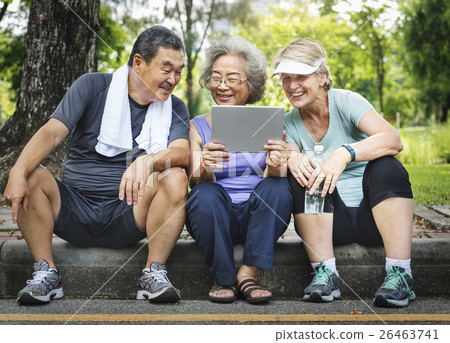 Senior Group Friends Exercise Relax Concept 26463741