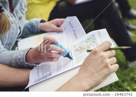 Young Diverse Group Studying Outdoors Concept 26463742