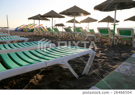 Beach lounge chair and beach umbrella , Spain Beach lounge chair and beach umbrella , Spain 26466504