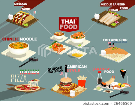 beautiful design of set of the most popular food 26466569