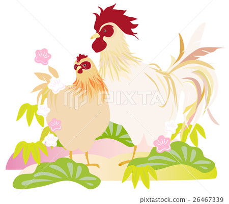 Rooster chicken and shochiku-bai Rooster chicken and shochiku-bai 26467339