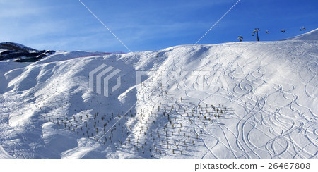 Panoramic view on off-piste slope at sun morning 26467808