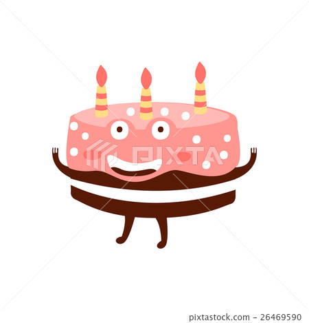 Chocolate Birthday Cake With Three Candles - Stock Illustration ...