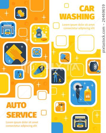 Car Wash Service Vertical Flat Banners  26469659