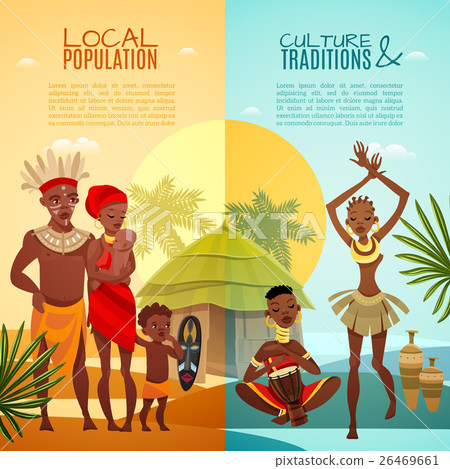 African Tribal Life Vertical Flat Banners  26469661