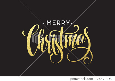 Gold glitter Christmas lettering design. Merry Gold glitter Christmas lettering design. Merry 26470930