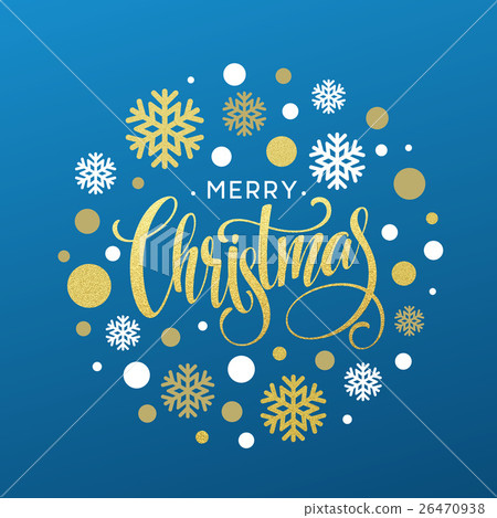 Merry Christmas gold glittering lettering design 26470938