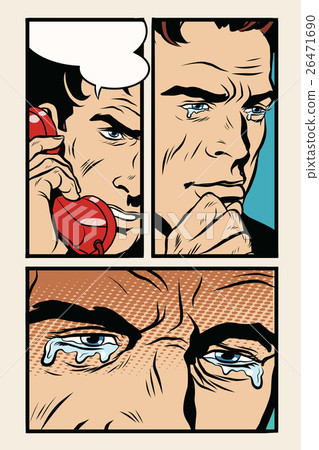 Comic storyboard man on the phone and cries Comic storyboard man on the phone and cries 26471690