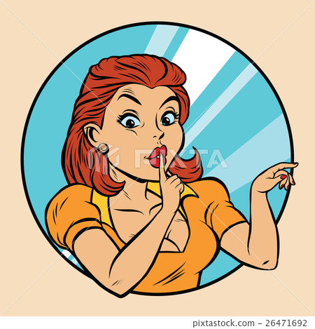 Shh gesture, beautiful young woman pop art retro 26471692
