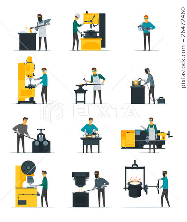 Blacksmith Metalworking Process Flat Icons Blacksmith Metalworking Process Flat Icons 26472460
