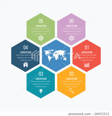 Vector illustration infographics six hexagons - Stock Illustration ...