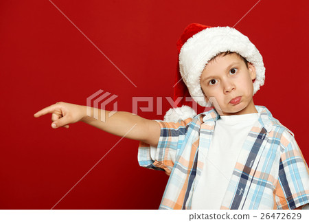 boy child portrait on red, winter holiday concept boy child portrait on red, winter holiday concept 26472629