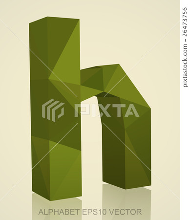 Abstract Khaki 3D polygonal H with reflection. EPS 26473756