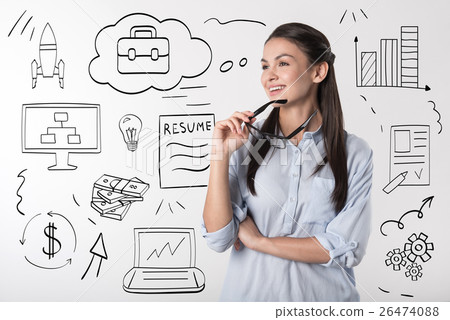 Young woman holding glasses after shopping 26474088