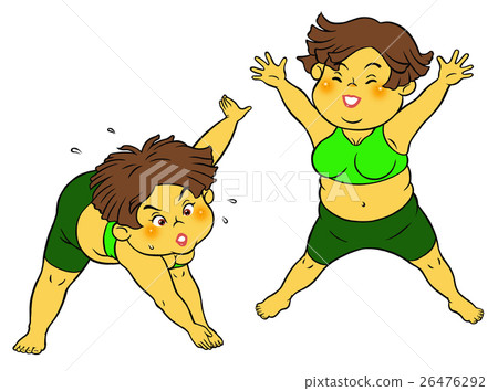 Chubby woman doing diet fitness - Stock Illustration [26476292] - PIXTA