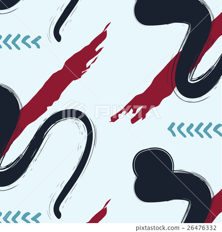 Hand drawn brush textures in black, red, blue 26476332