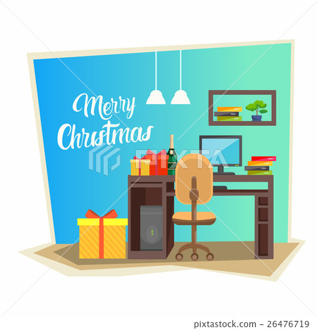 Empty Decorated Workplace Office Merry Christmas 26476719