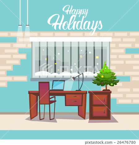 Empty Decorated Workplace Office Merry Christmas Empty Decorated Workplace Office Merry Christmas 26476780