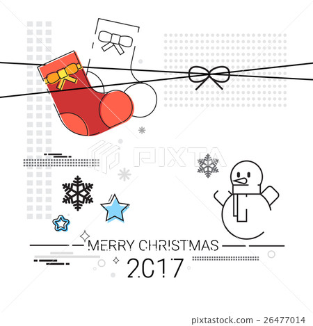 Merry Christmas Happy New Year Simple Line Sketch 26477014