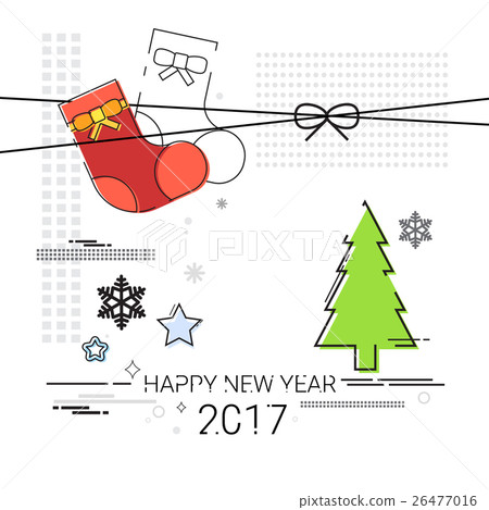 Merry Christmas Happy New Year Simple Line Sketch Merry Christmas Happy New Year Simple Line Sketch 26477016