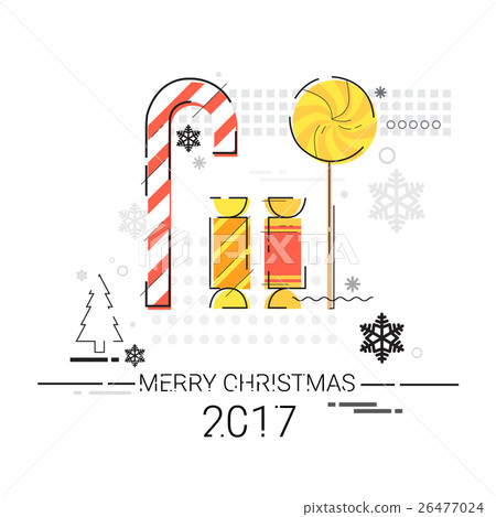 Merry Christmas Happy New Year Simple Line Sketch 26477024