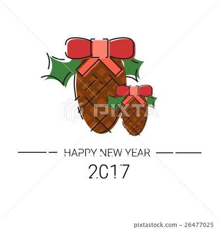 Merry Christmas Happy New Year Simple Line Sketch 26477025